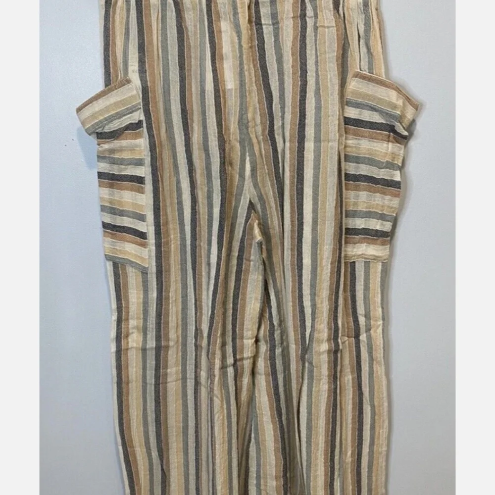 Free People Wide Leg Cotton Beachy Striped Pant Nwt